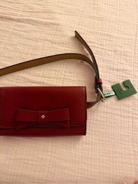 kate spade red leather bow crossbody belt bag